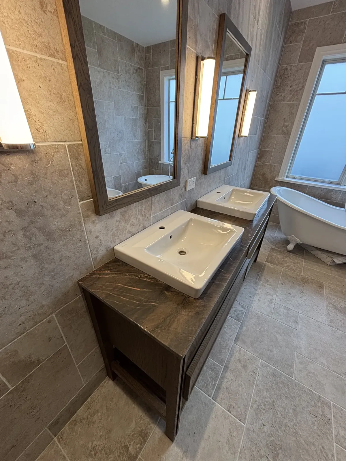 Finished bathroom vanity and fit-out by Watcon Projects, Auckland