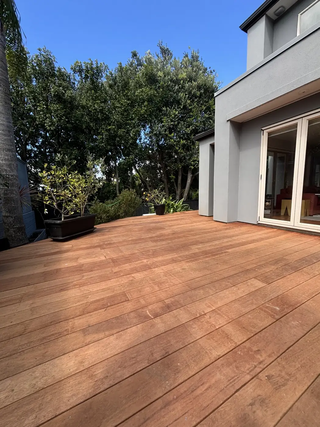 Timber deck with finished boards built by Watcon Projects, South Auckland